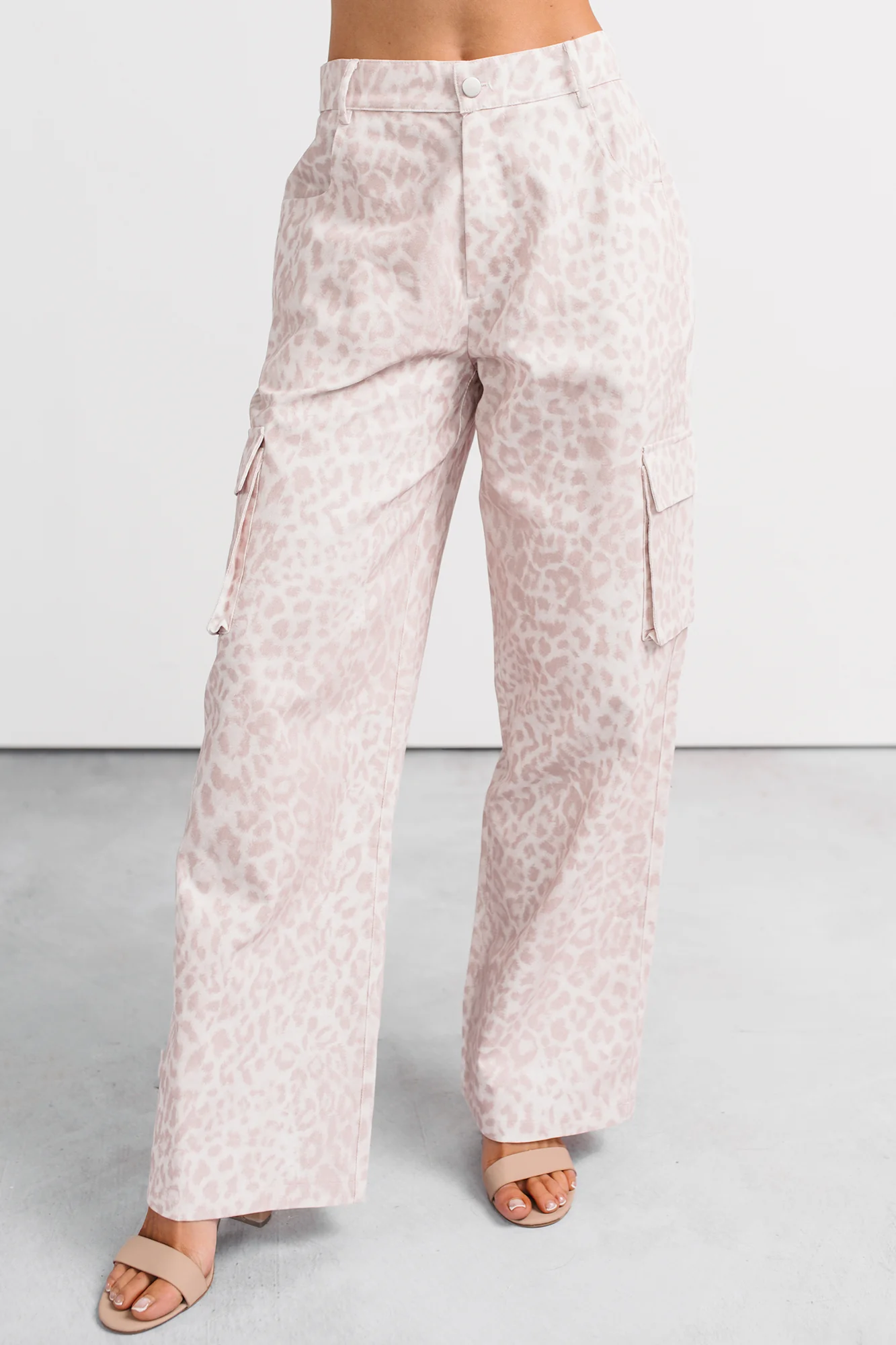 Reyna Wide Leg Leopard Cargo Jeans (Pink/White) - Image 5
