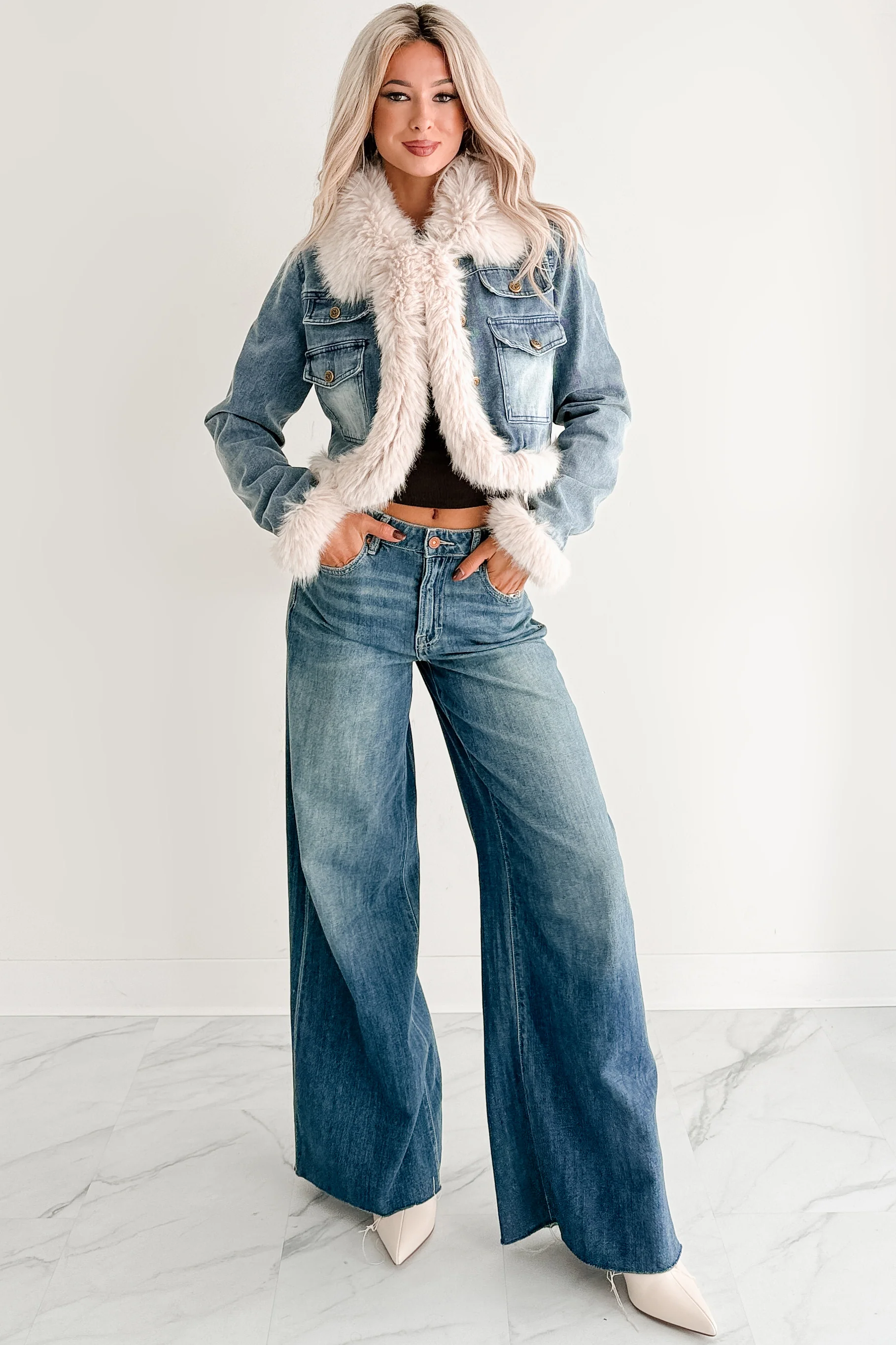 Aldo High Rise Wide Leg Hidden Brand Jeans (Medium Vintage) - Image 2