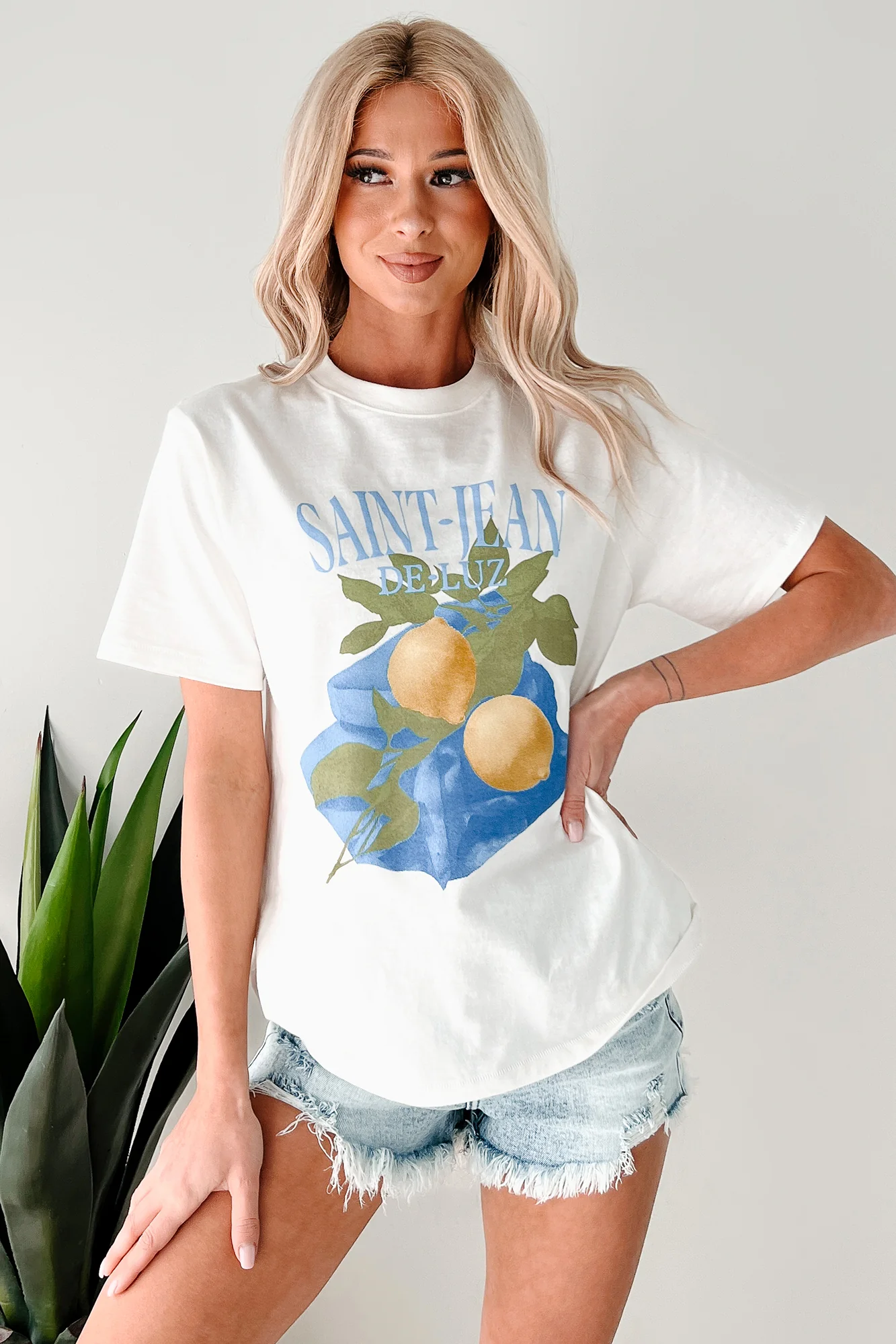 "Saint-Jean" Lemon Graphic T-Shirt (Ivory) - Image 3