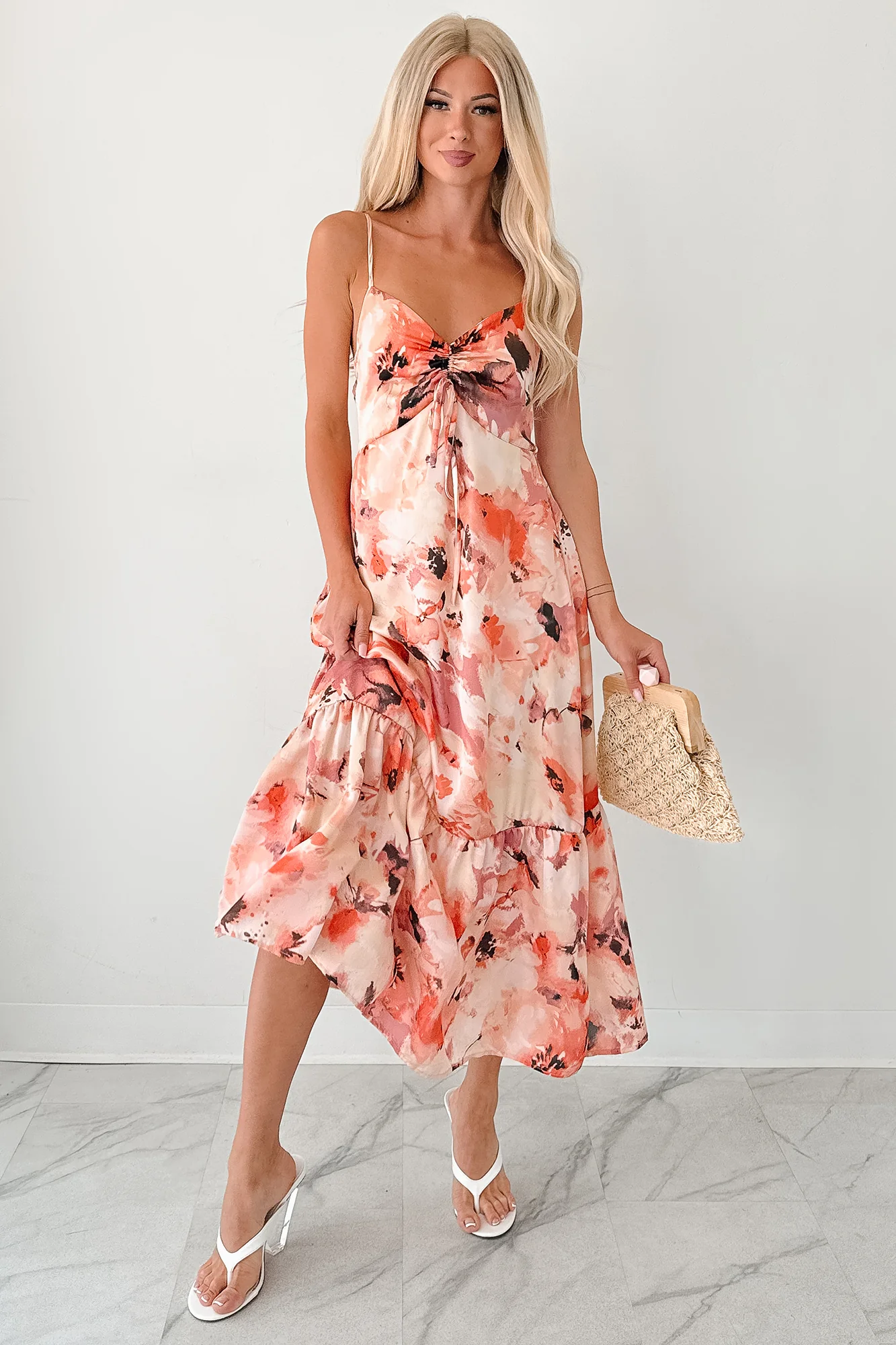 Slay Softly Sleeveless Floral Midi Dress (Peach/Multi) - Image 10