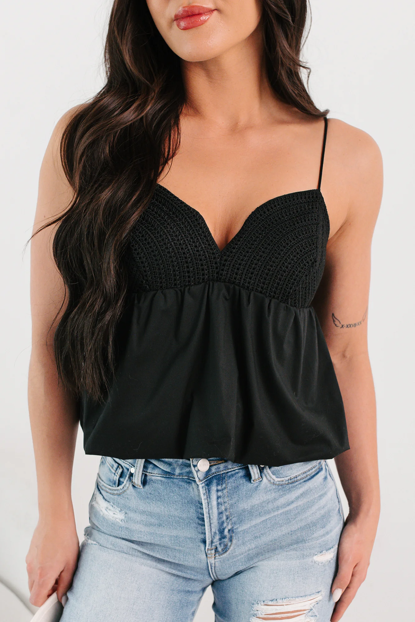 Tangled In You Crochet Bubble Tank (Black) - Image 12