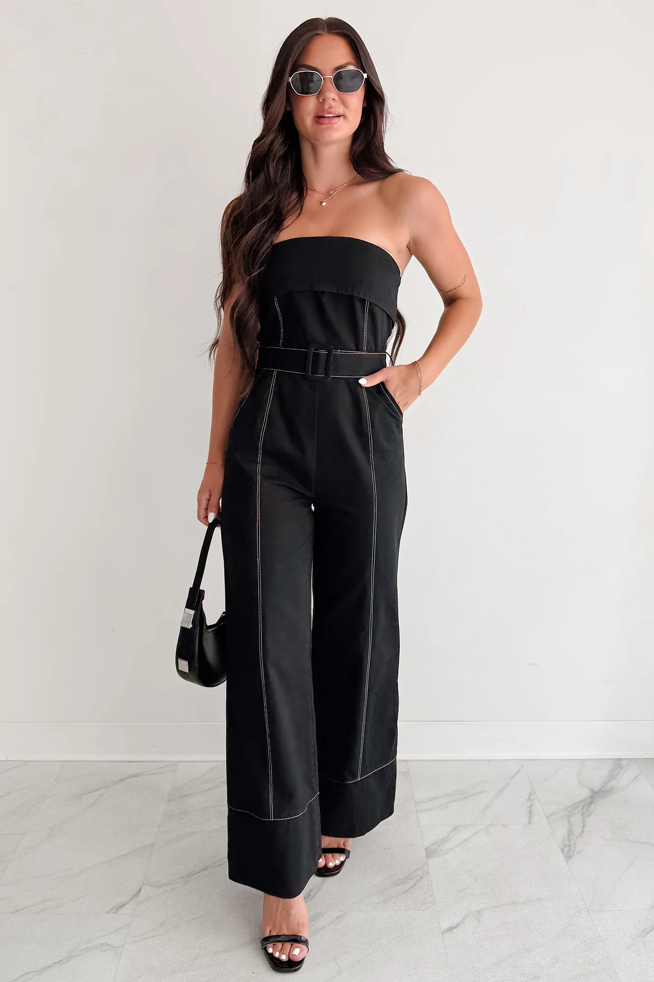 Taste Maker Strapless Wide Leg Jumpsuit (Black)