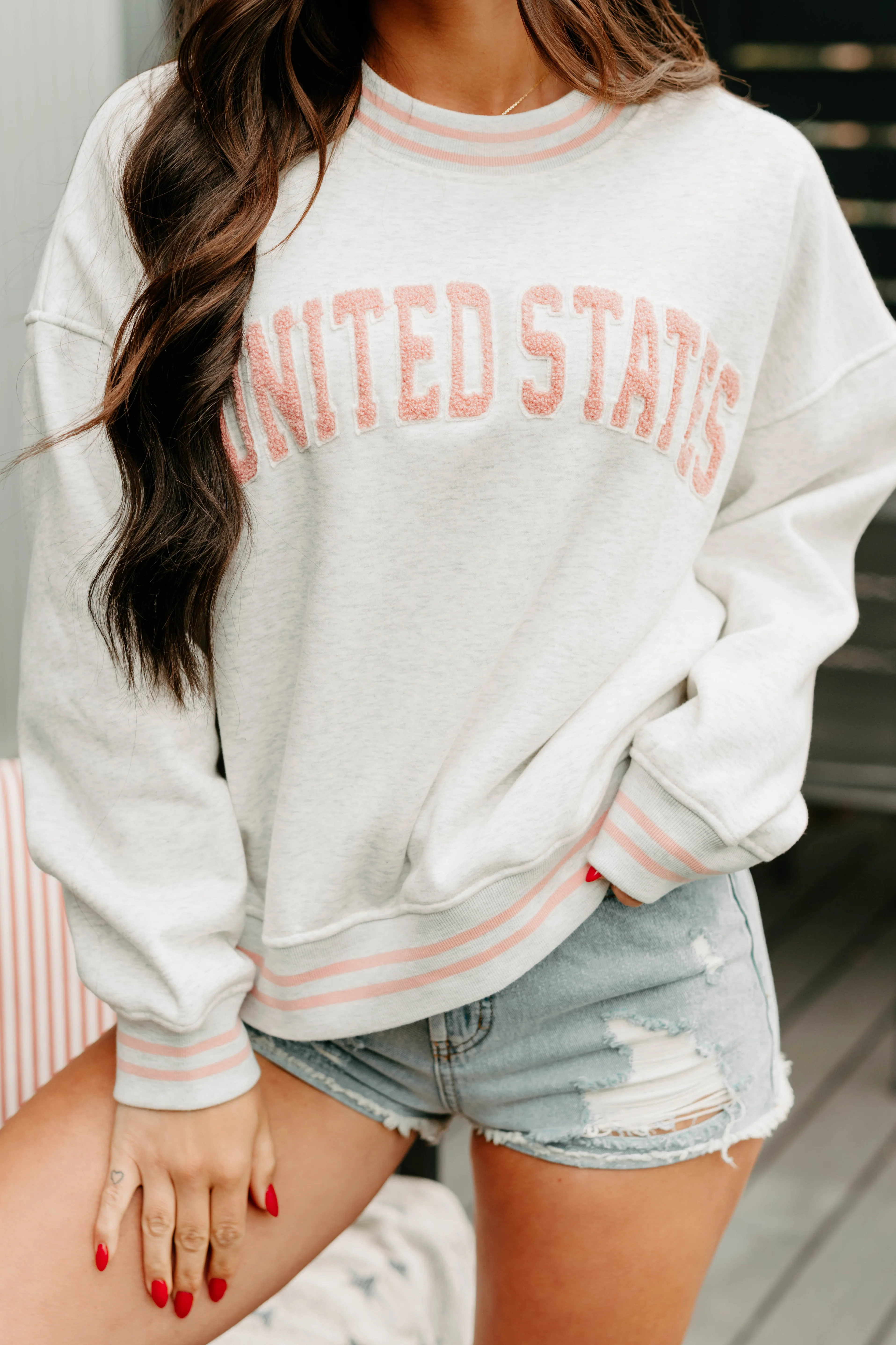 The Brave "United States" Crewneck Sweatshirt (Light Grey) - Image 6