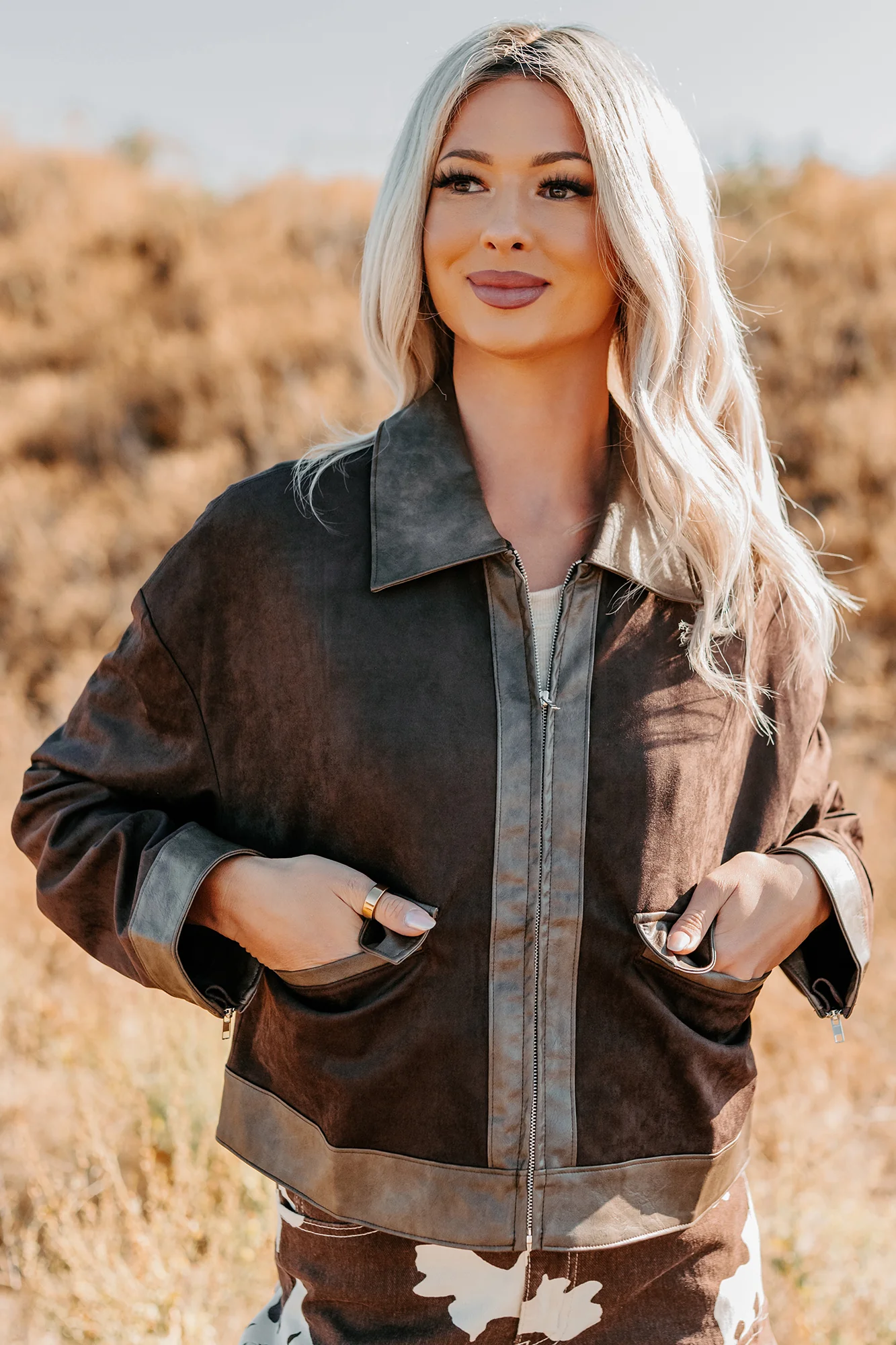 The Takeover Suede Faux Leather Jacket (Dark Brown) - Image 3