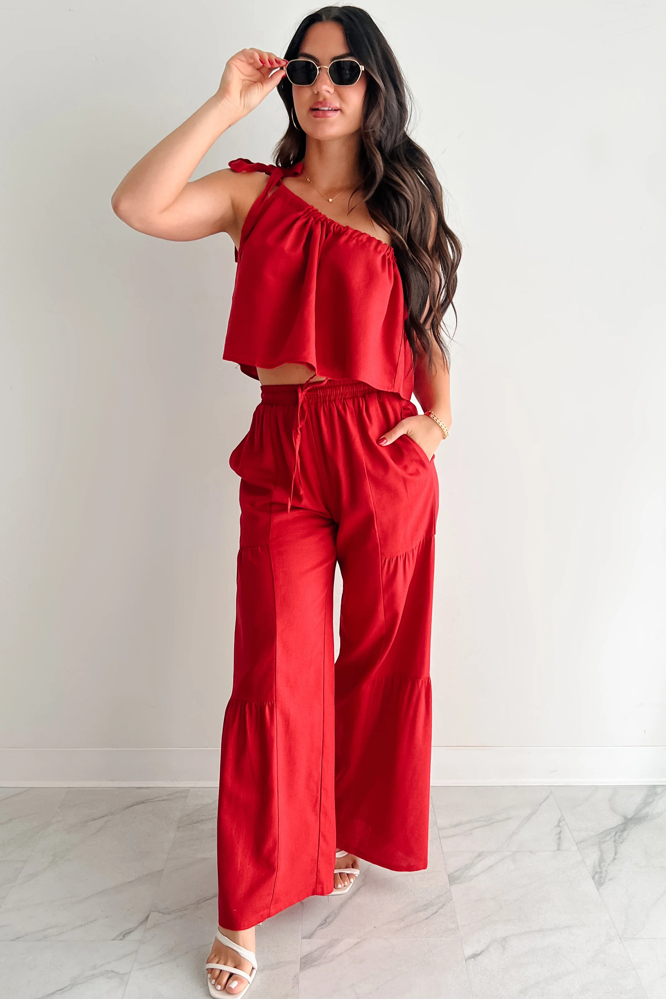 Too Saucy One Shoulder Top (Red) - Image 4