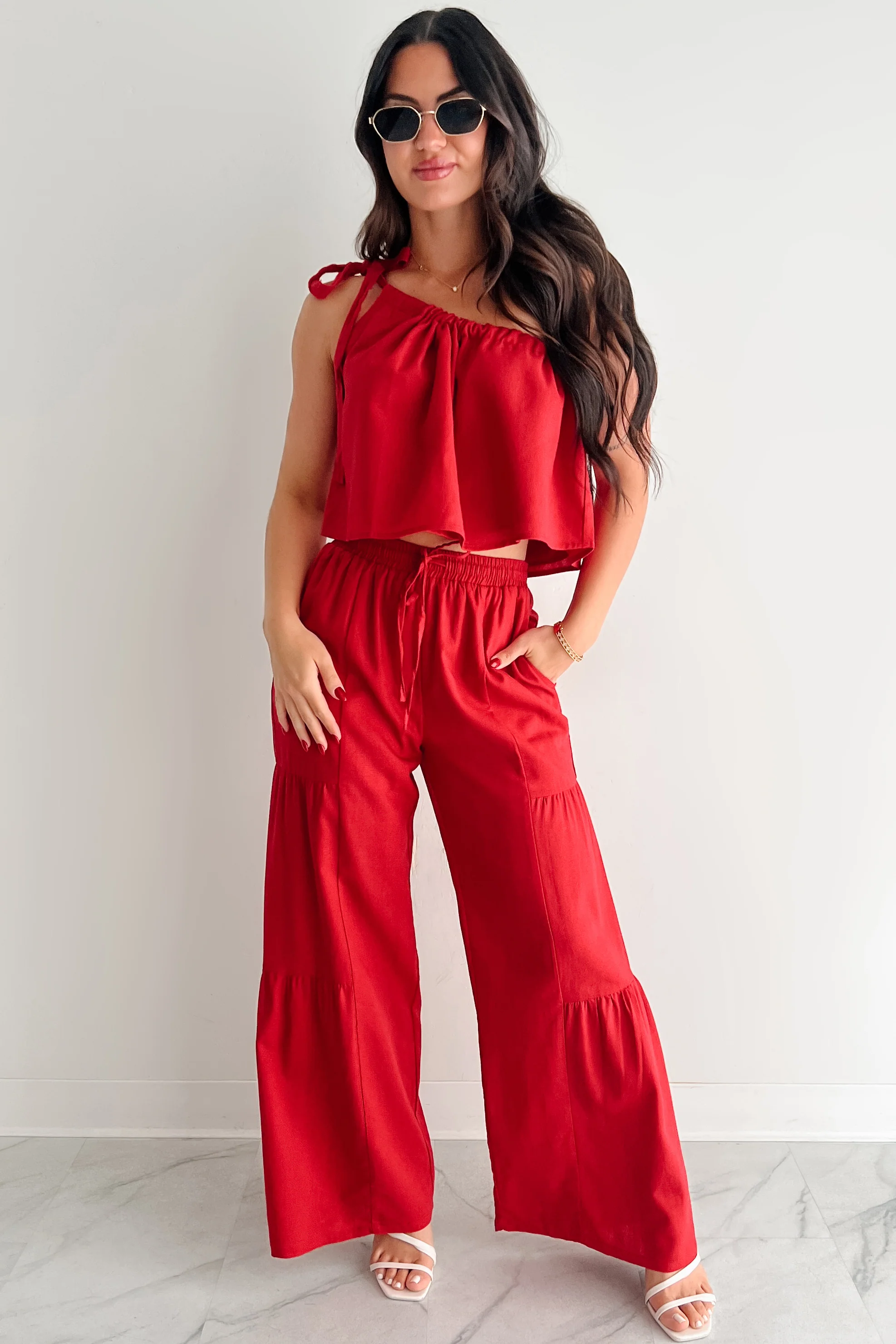 Too Saucy One Shoulder Top (Red) - Image 5