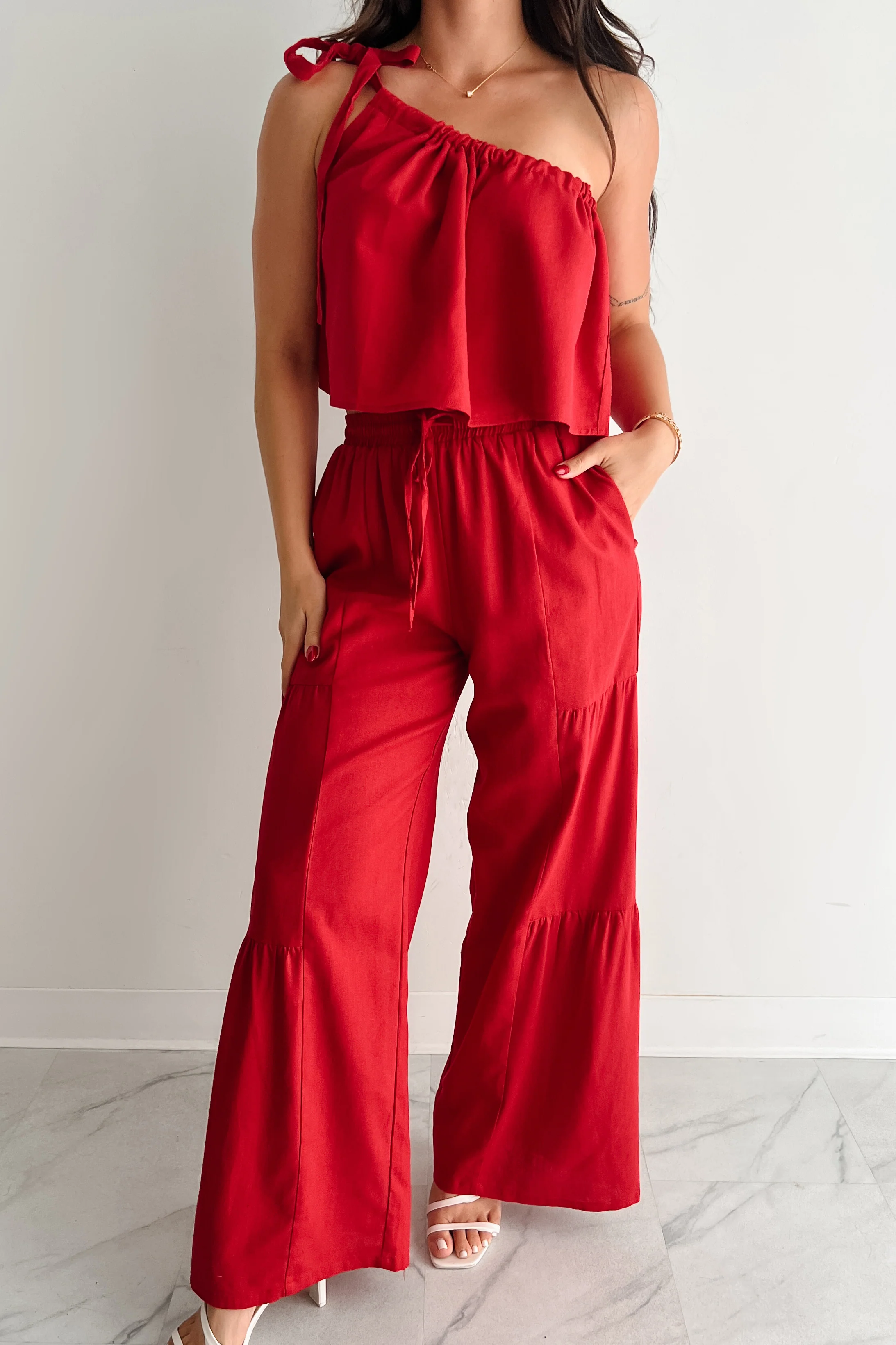 Too Saucy One Shoulder Top (Red) - Image 6