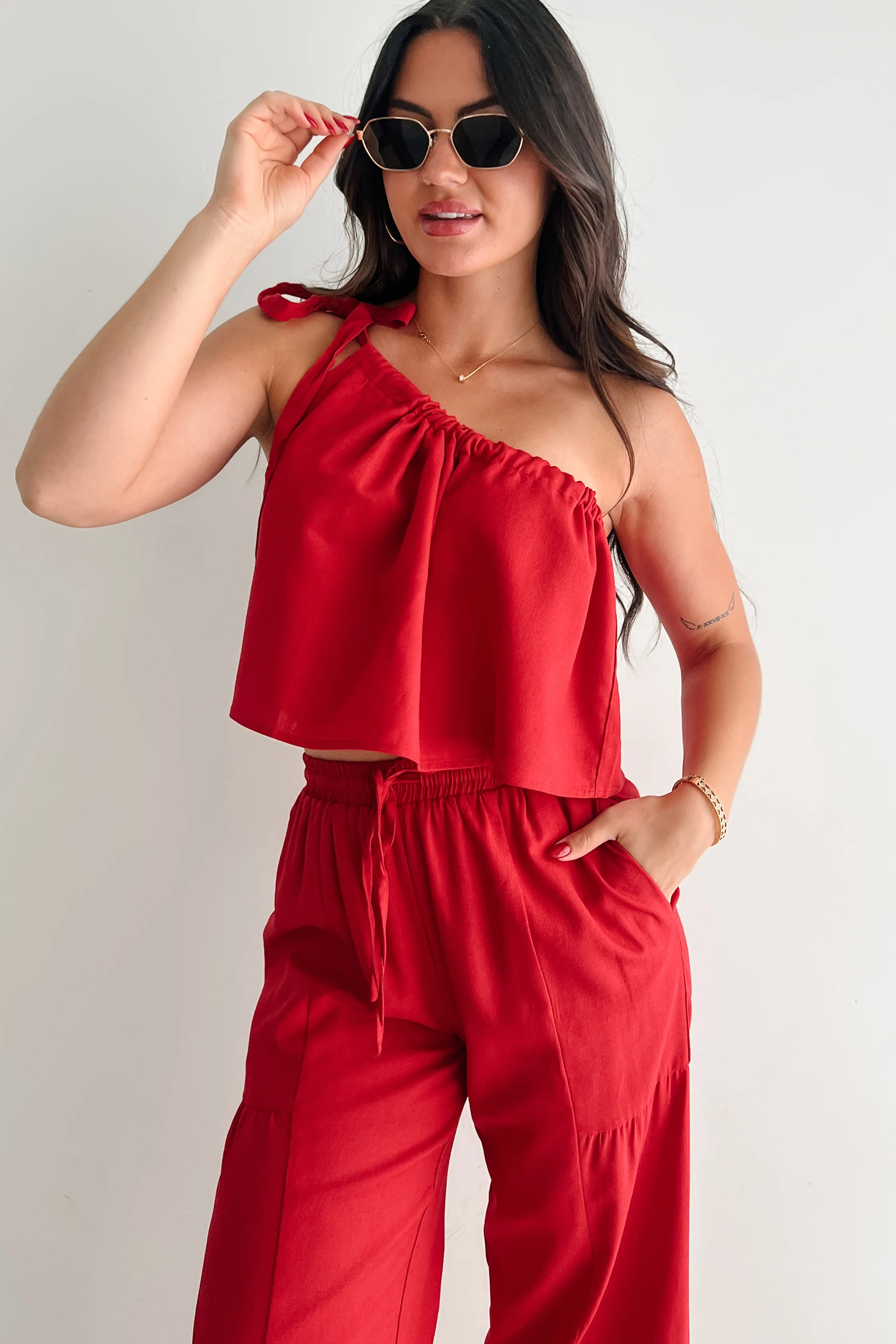 Too Saucy One Shoulder Top (Red) - Image 7