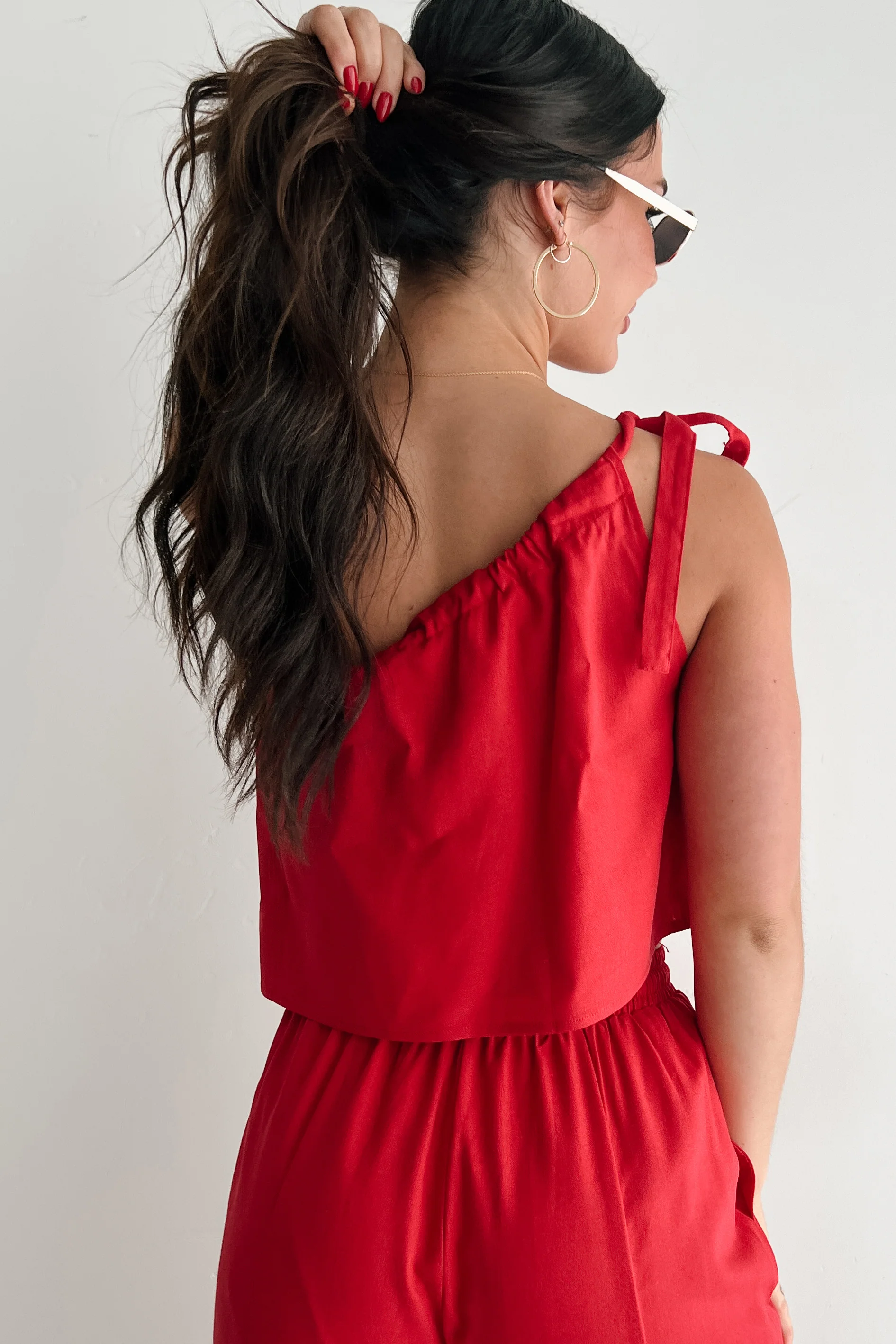 Too Saucy One Shoulder Top (Red) - Image 9