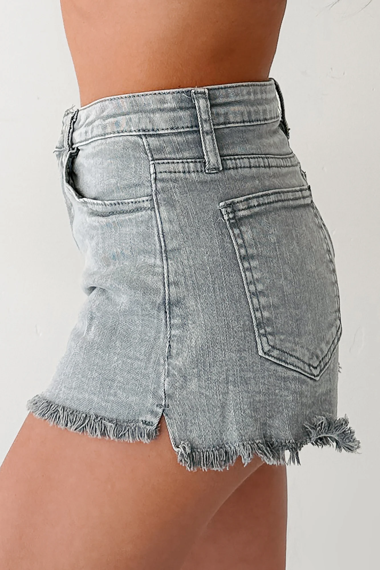 Trend Creator Acid Wash Mid-Rise Shorts (Cement) - Image 4