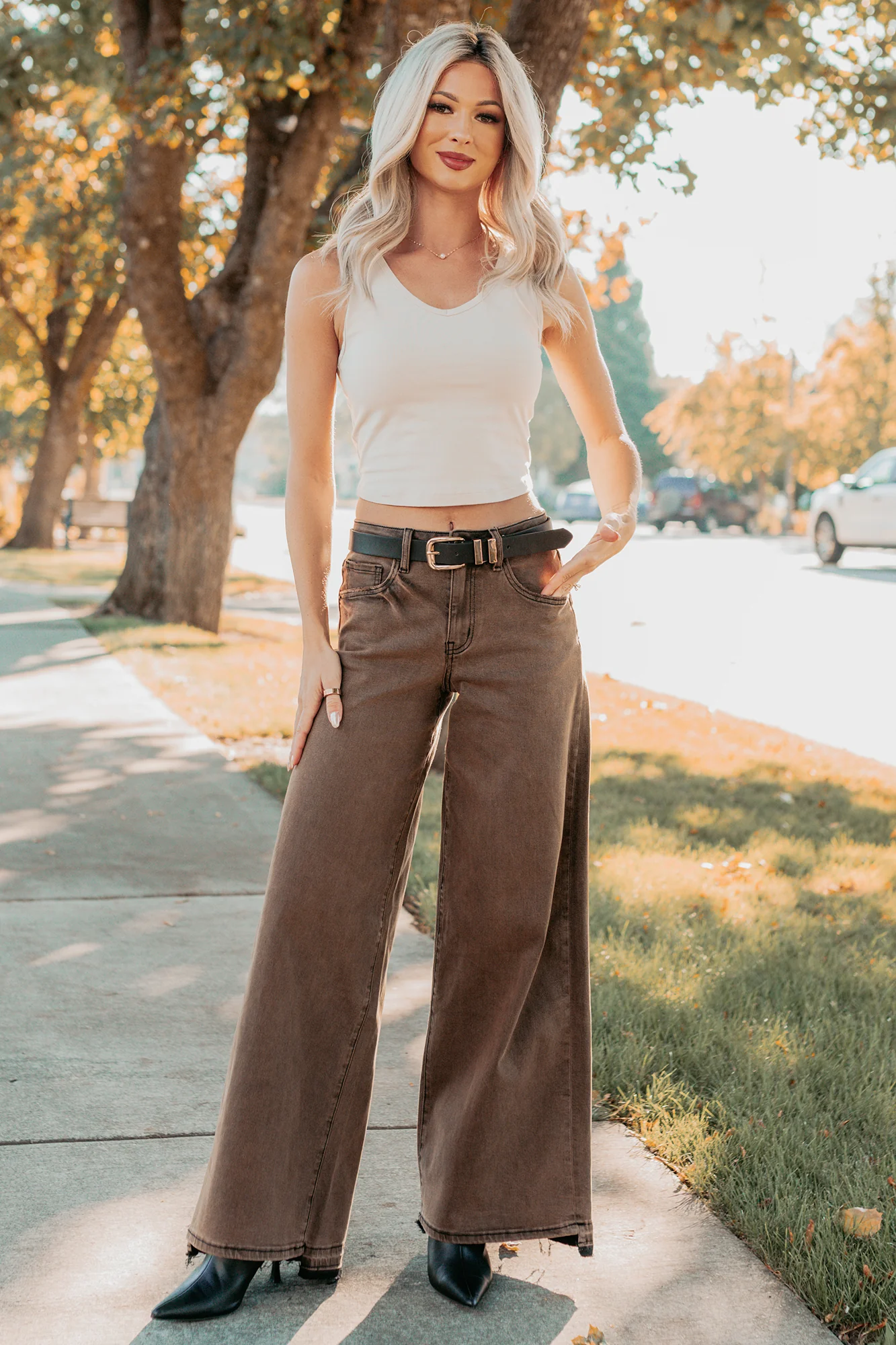 Valencia High Rise Wide Leg Mica Denim Jeans (Antique Bronze) - Image 17