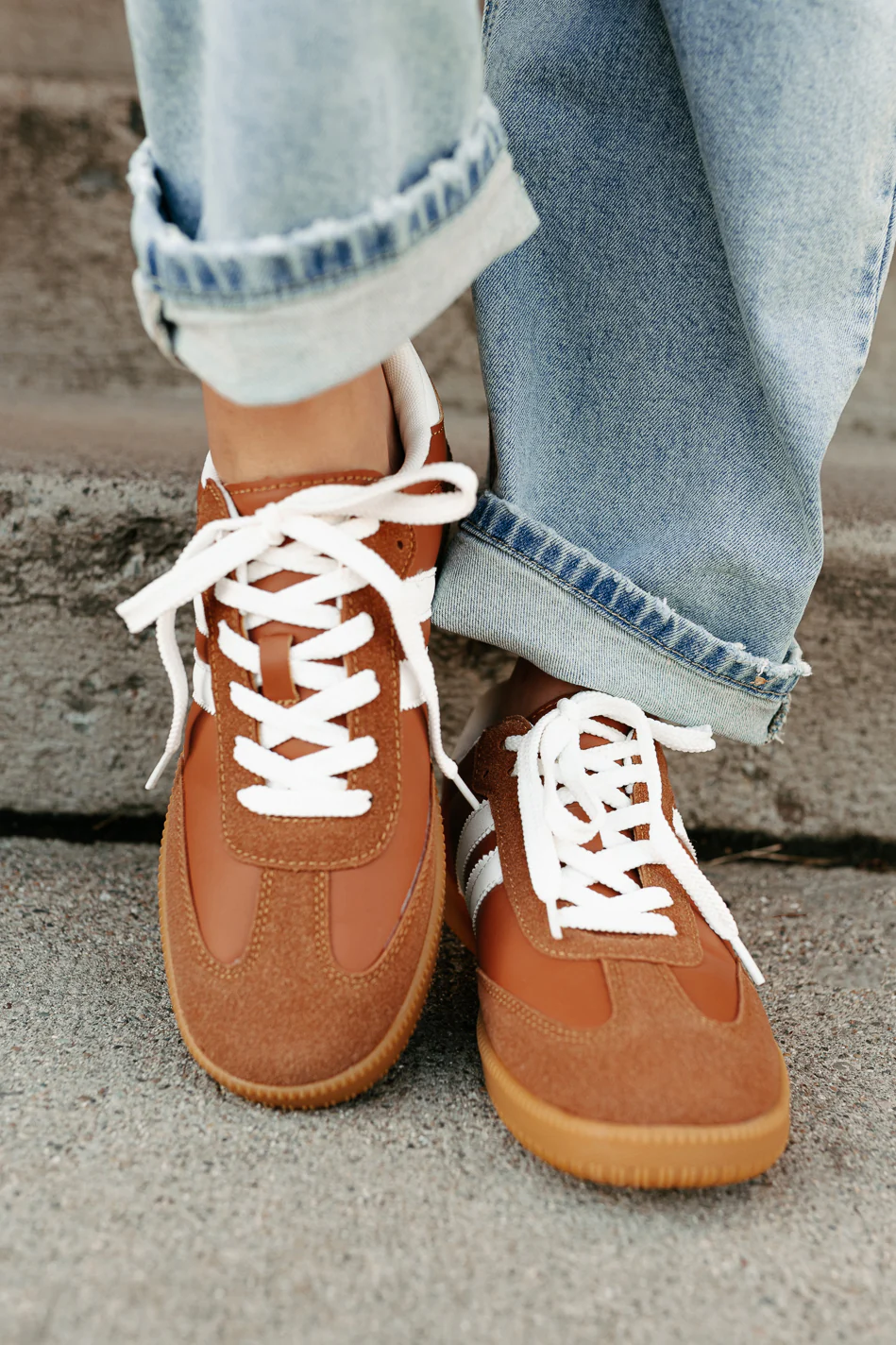 Vibes In Motion Lace-Up Platform Sneakers (Camel) - Image 4