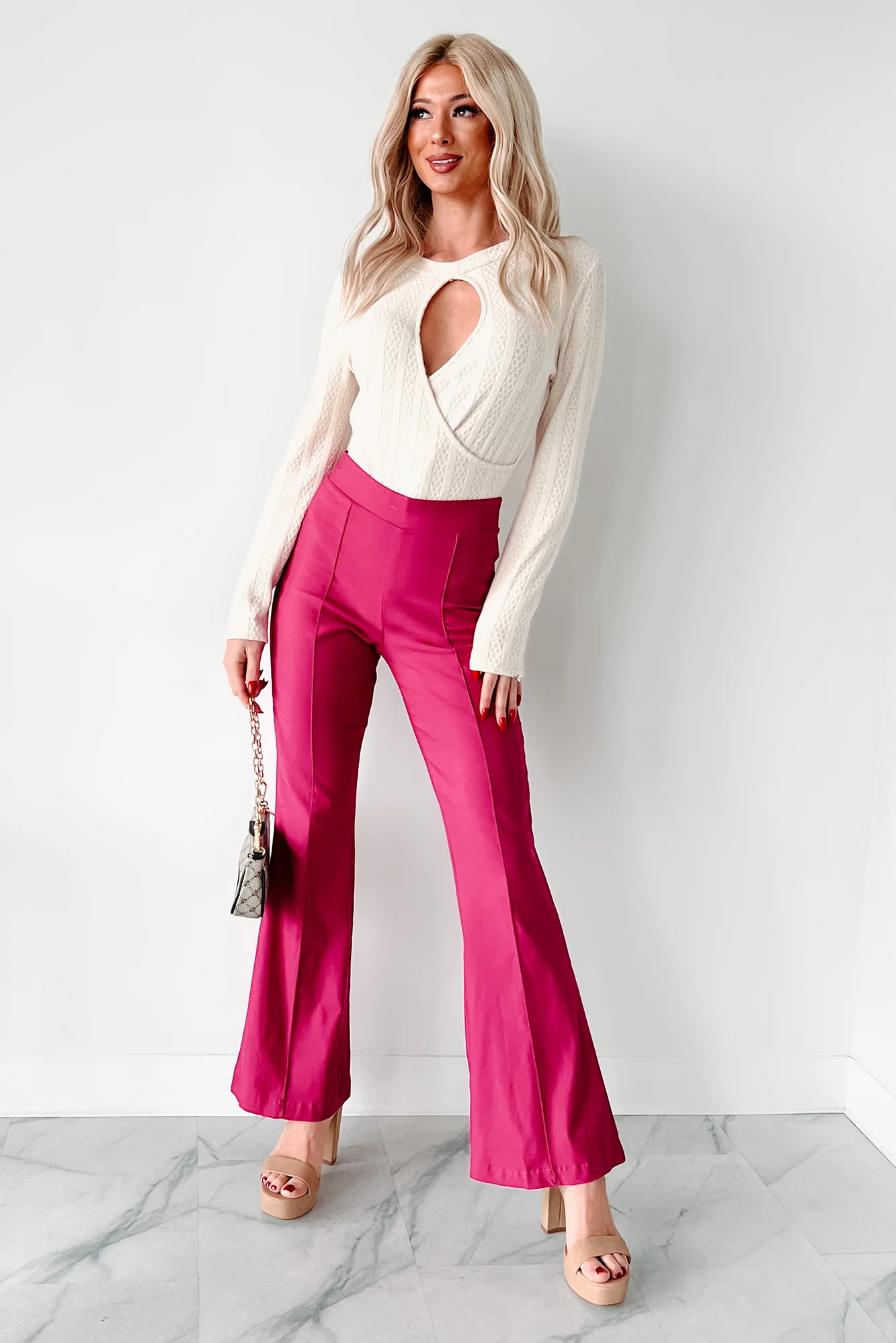 Yennifer Long Sleeve Keyhole Bodysuit (Cream) - Image 3